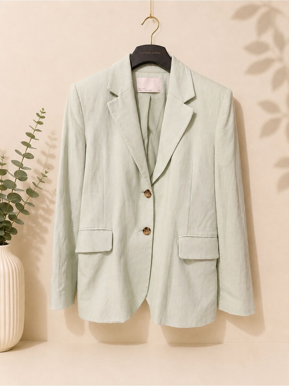 OAK + FORT Pastel Mint Two-Button Blazer